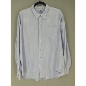 Tommy Bahama Shirt Mens XL Blue Striped Lightweight Summer Beach Cotton Button